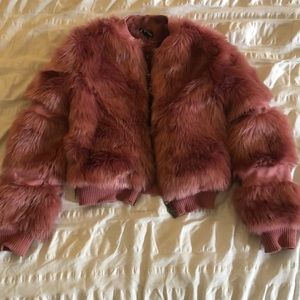 Pink Fur Bomber Jacket